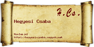 Hegyesi Csaba névjegykártya